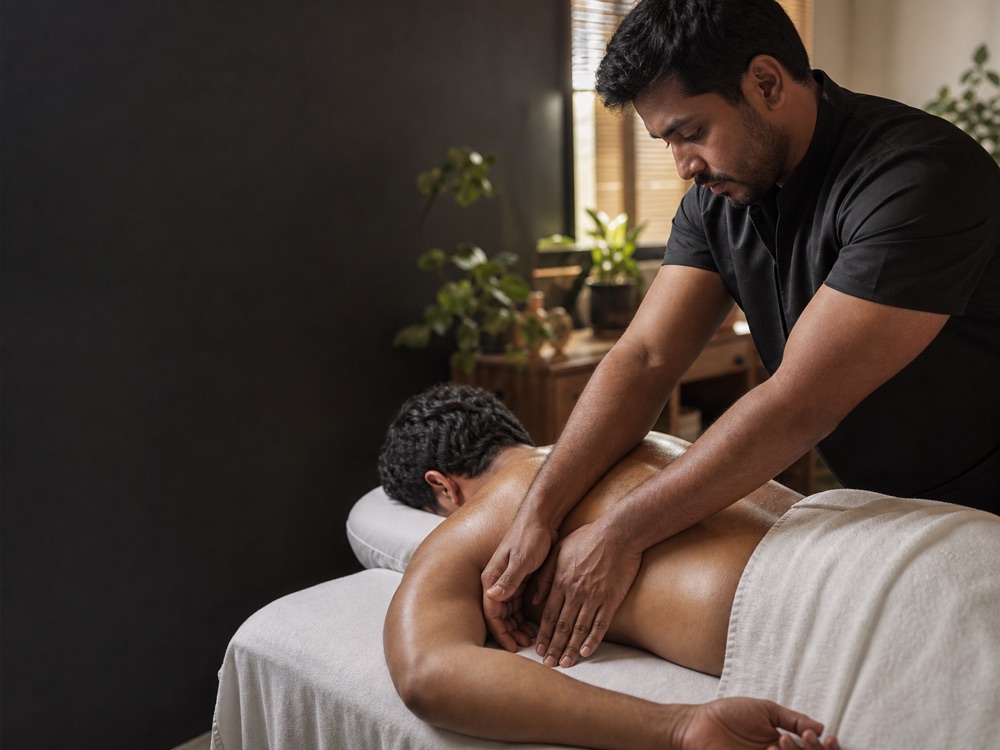 Deep tissue massage treatment for back tension