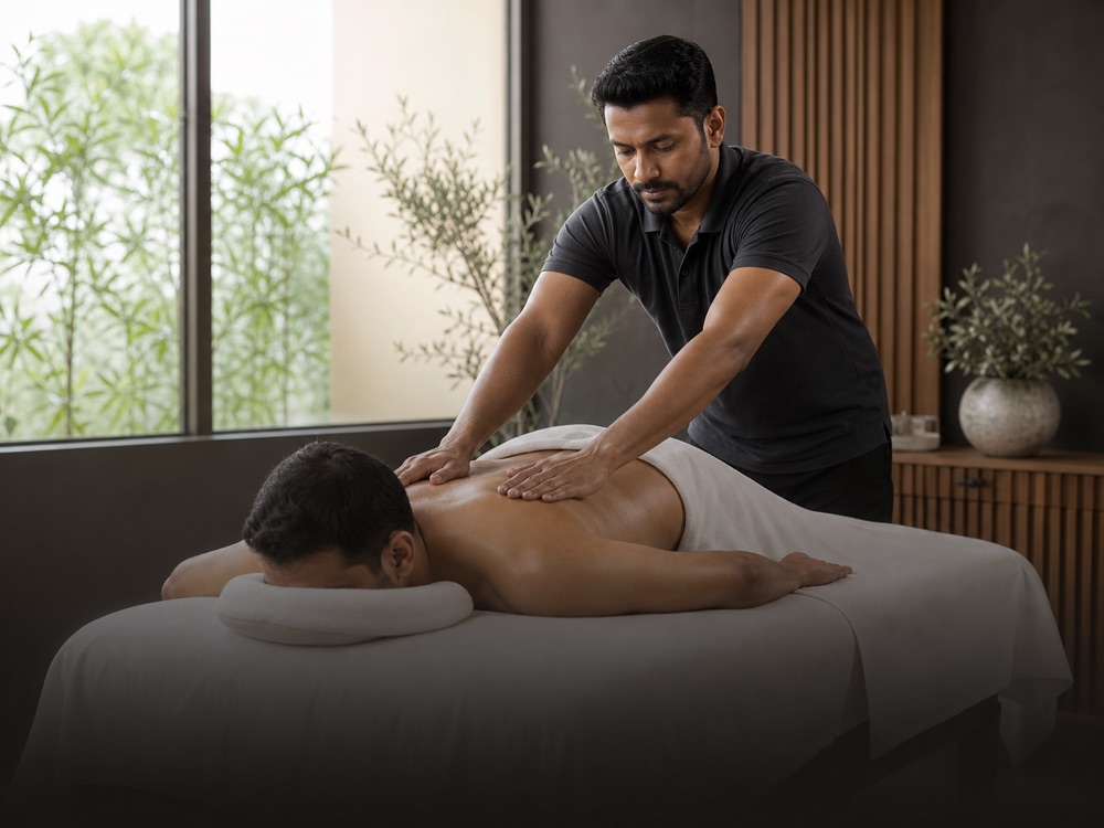Professional Swedish massage using flowing back strokes